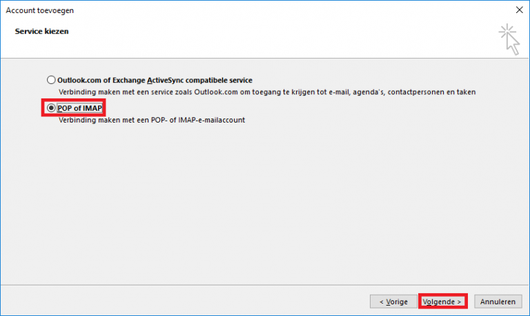 Microsoft Outlook Instellen – POP3/IMAP – Knowledge Base (KB ...